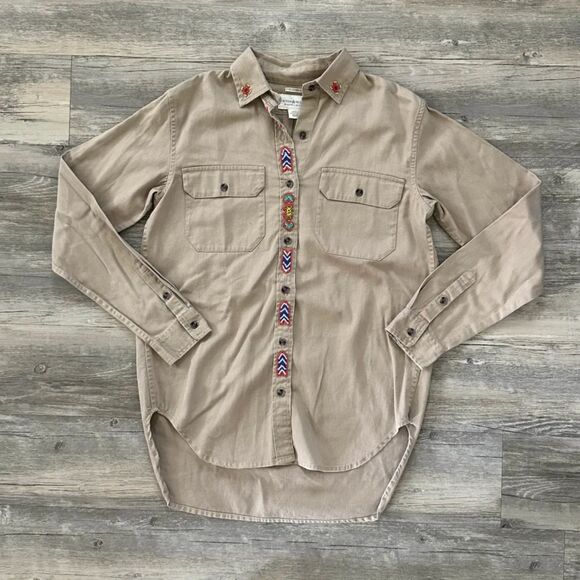 Vintage Denim & Supply Ralph Lauren Western Navajo Beaded Button Shirt Size S - Picture 1 of 6